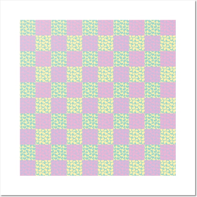 Checkered Love - Pastel Pink, Yellow, Purple and Green Wall Art by LAEC